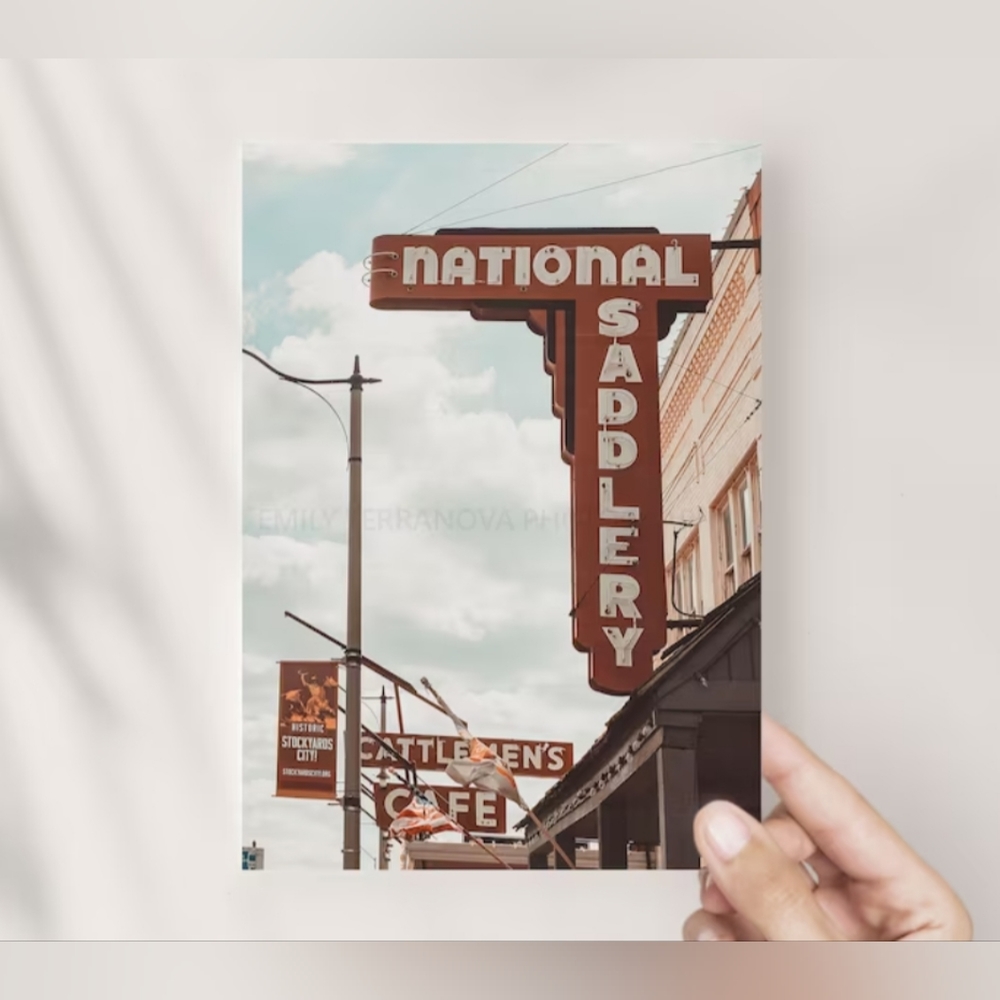 🐎 Oklahoma Stockyards | 5x7 Postcard || western art, country, rustic, travel